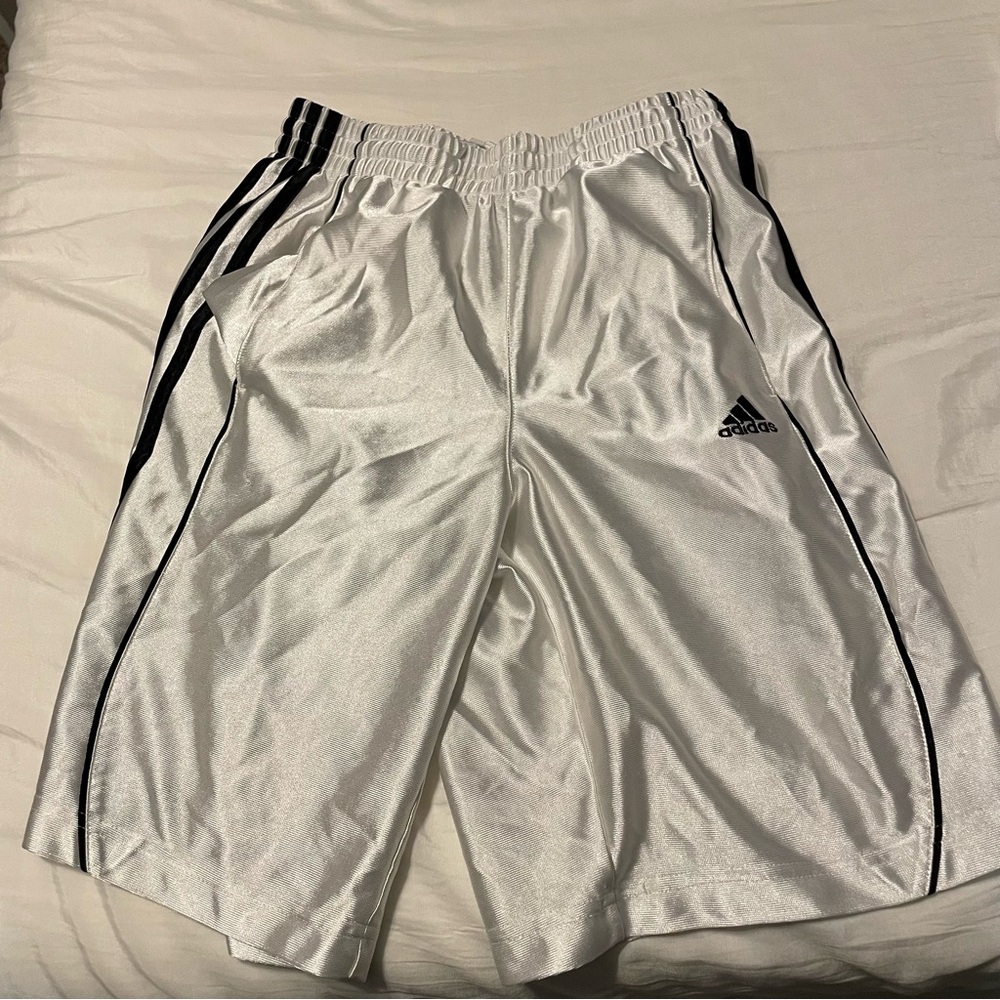 Mens white and black adidas shorts
